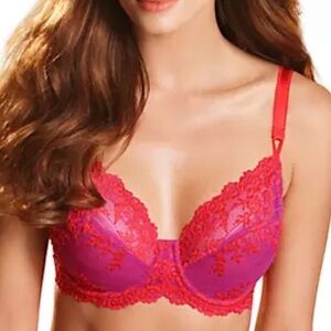 Wacoal Embrace Lace Non Padded Underwire Fuchsia/Red‎ Bra Style 65191 Sz 36D NEW